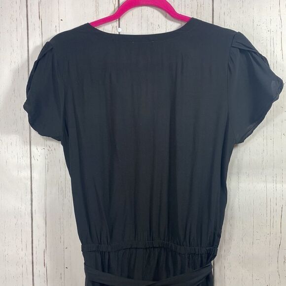 Loft Womens Black Beachy Short Sleeve Tie Romper - Picture 12 of 14